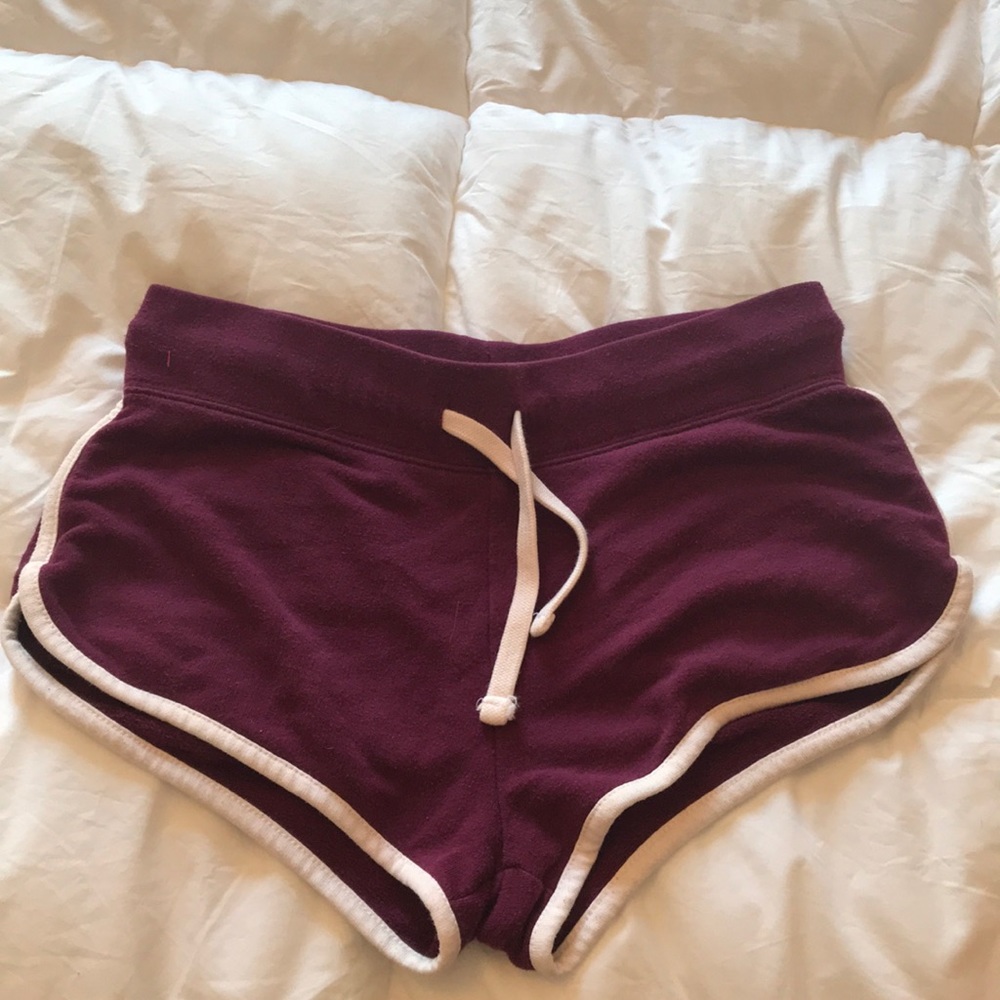 wine red shorts